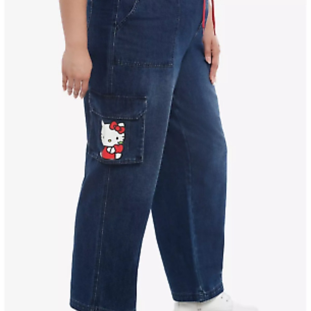 Hello Kitty Denim Jeans with Pink Accents size 1 - Picture 2 of 11